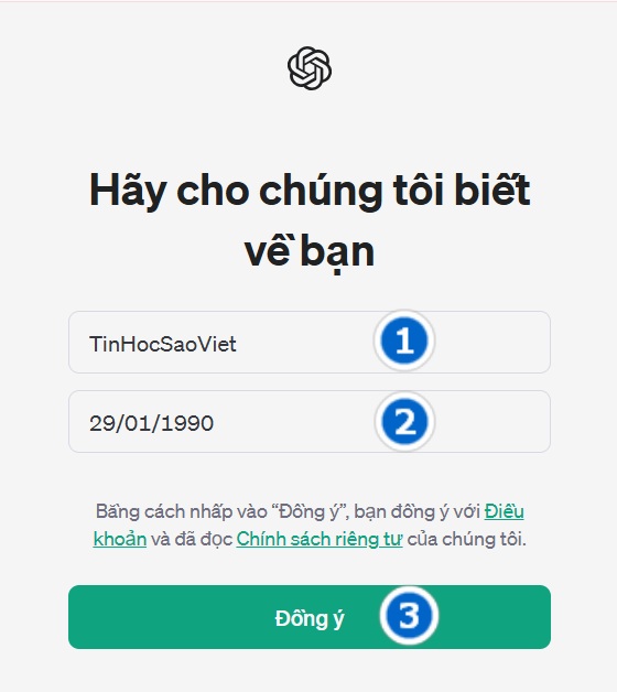 Bước 4: Nhập Tên Và Ngày Tháng Năm Sinh