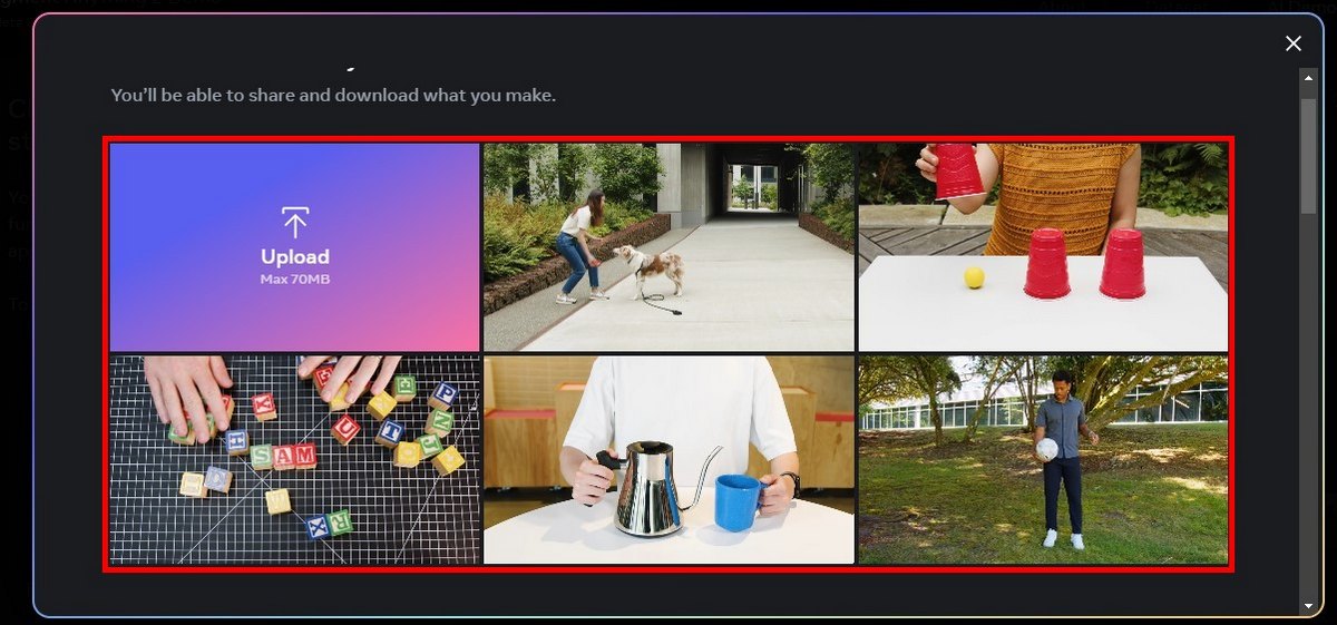 Upload 1 video hoặc chọn video có sẵn