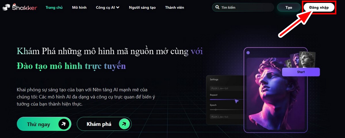 chọn đăng nhập 