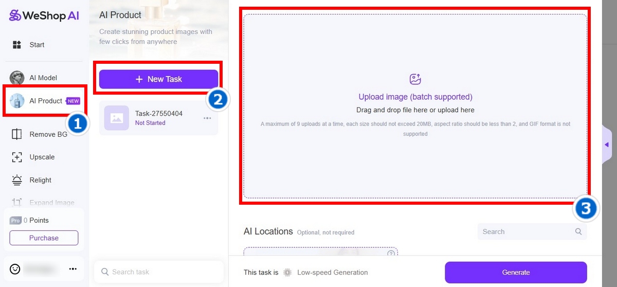 bước 2 tải ảnh lên weshop ai