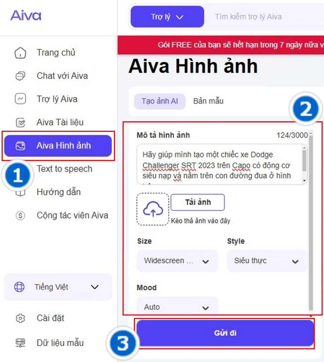 Bước 3 sử dụng AIVA để tạo hình AI