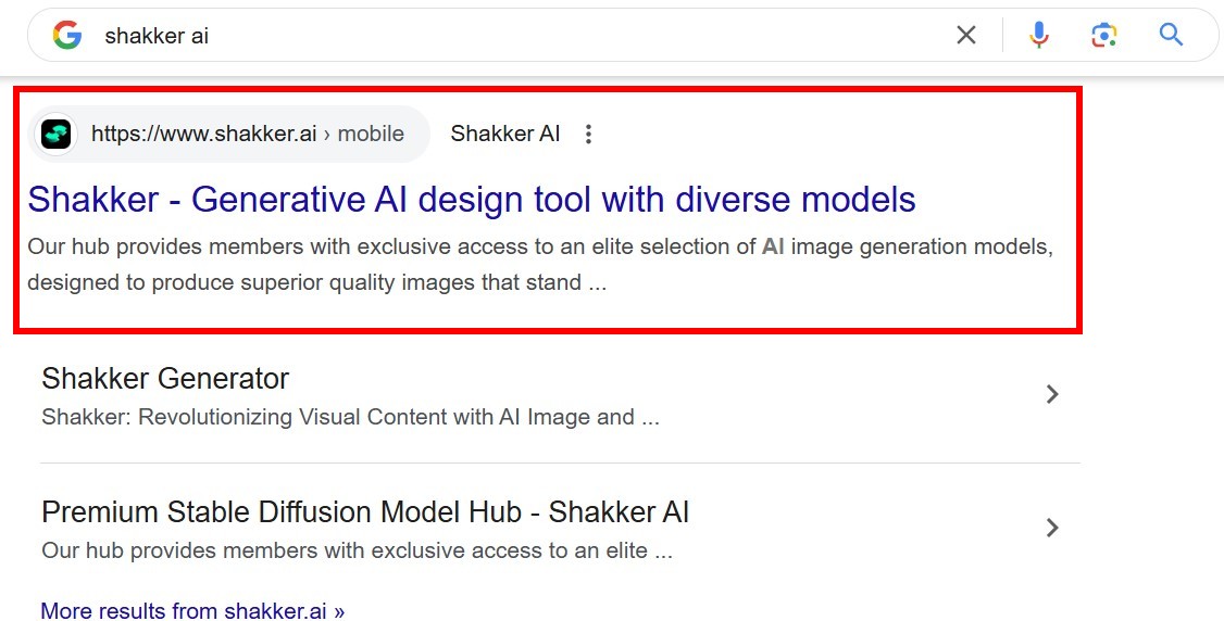 Truy cập trang web Shakker AI