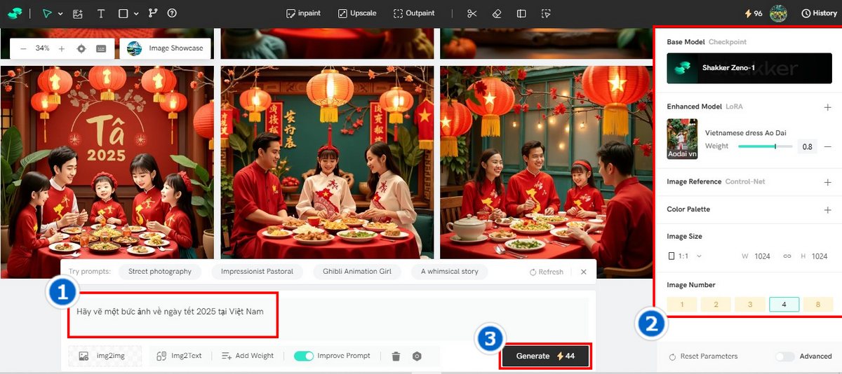 Bước 3: Điền Prompt Và Tùy Chỉnh Thuộc Tính Ảnh