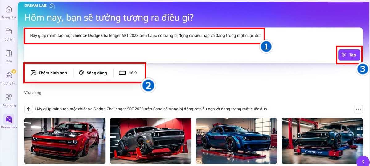 bước 4 điền prompt tạo hình