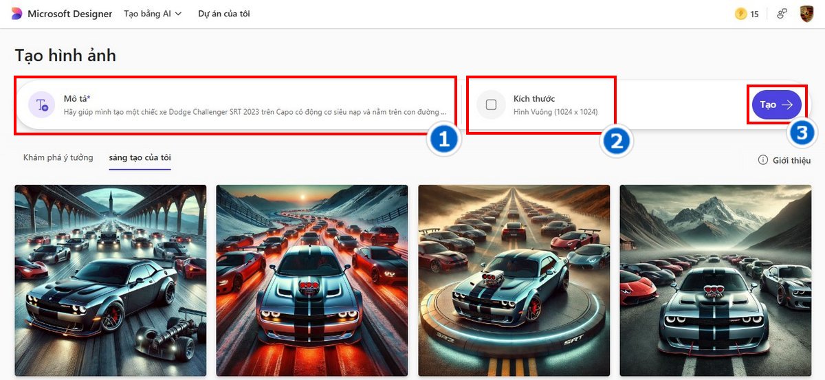 Điền Prompt Để Mircrosoft Designer Tạo Hình
