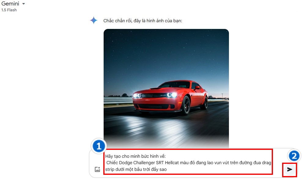 Bước 2 điền prompt để tạo ảnh bằng Gemini