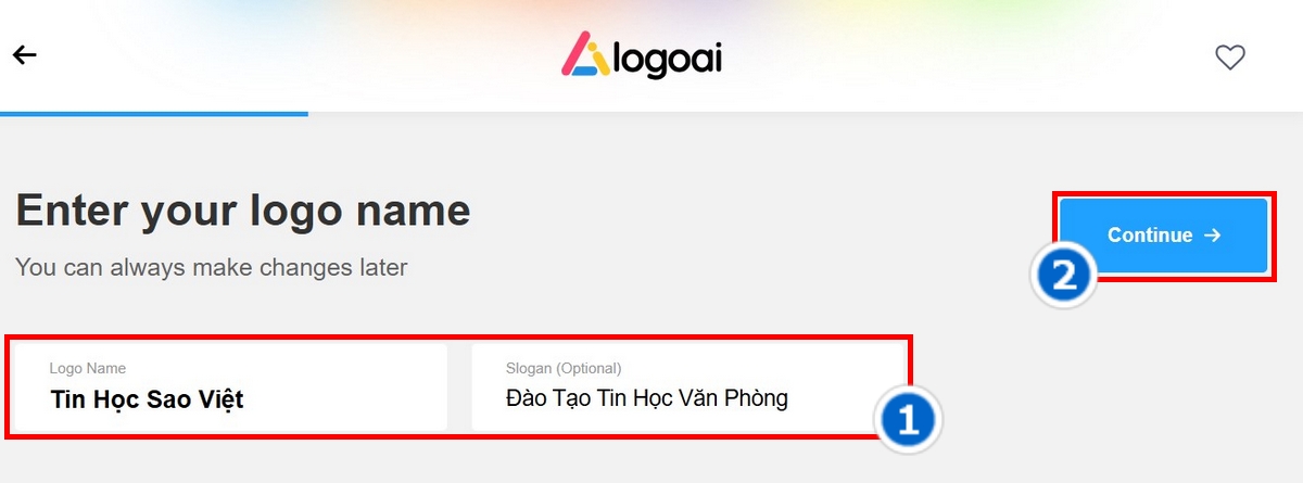 Bước 2 nhập tên Thương hiệu và Slogan