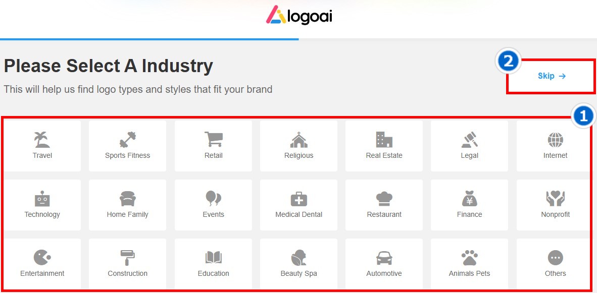 Bước 3 chọn nhóm ngành phù hợp với logo của bạn