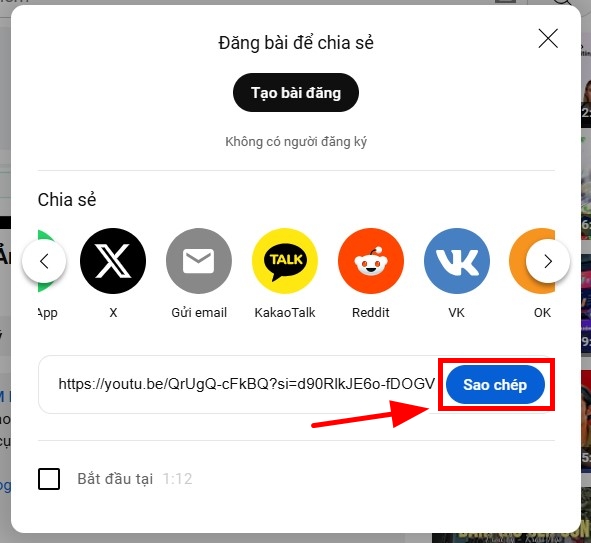 nhấn vào nút sao chép để lấy đường dẫn