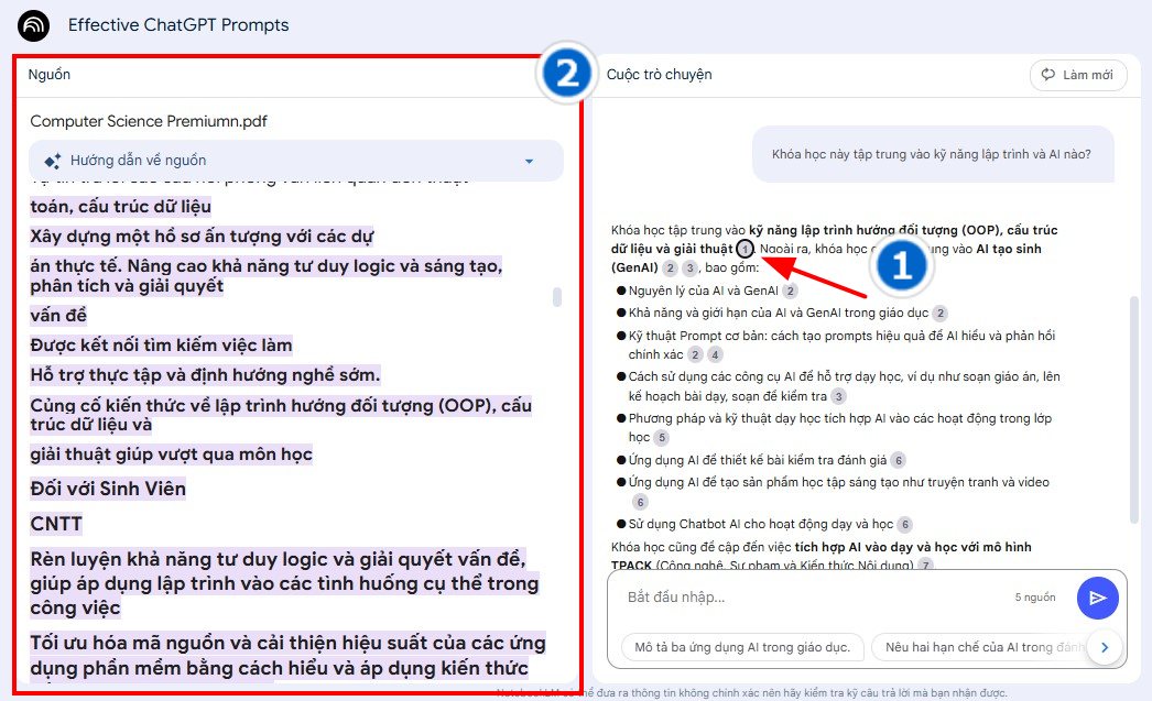 Bước 8: Xem Nơi NotebookLM Lấy Nguồn Để Tham Khảo