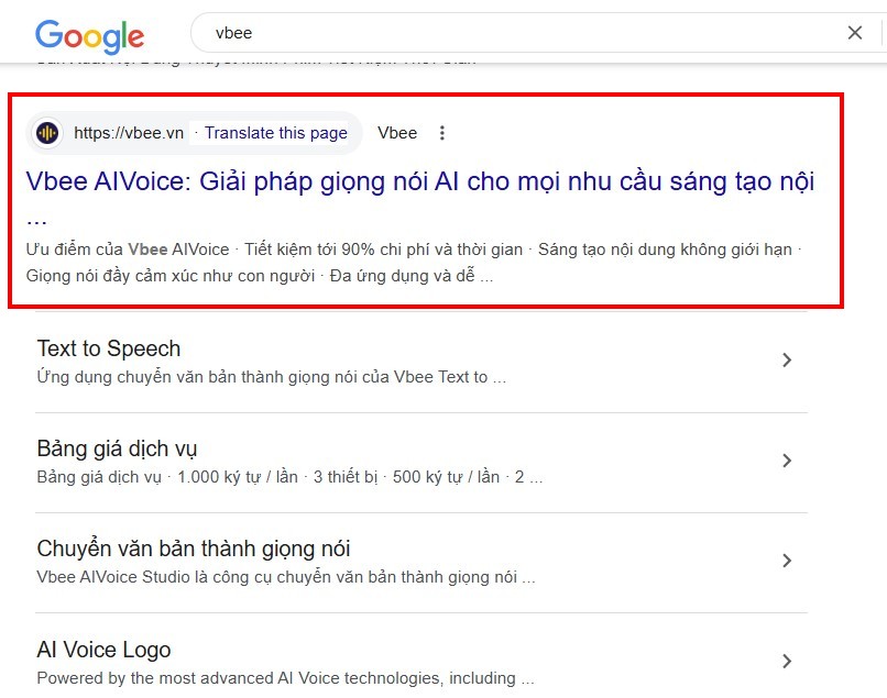 Bước 1 truy cập Vbee AI