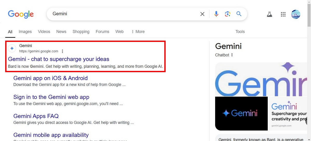 Bước 1: Tìm kiếm Trang Web Gemini trên Google