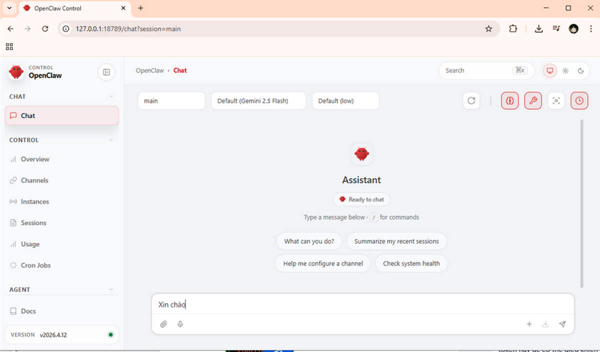 Hướng dẫn cách mở giao diện quản lý OpenClaw