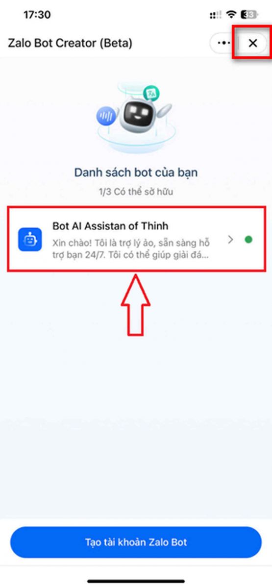 Hướng dẫn cách lấy Zalo bot token