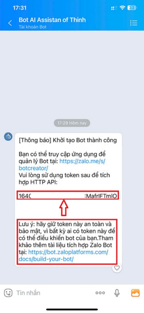 Hướng dẫn cách lấy Zalo bot token