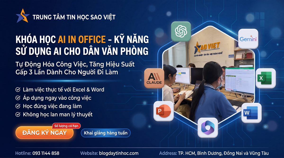 Khóa học AI in Office - Kỹ năng sử dụng AI trong văn phòng