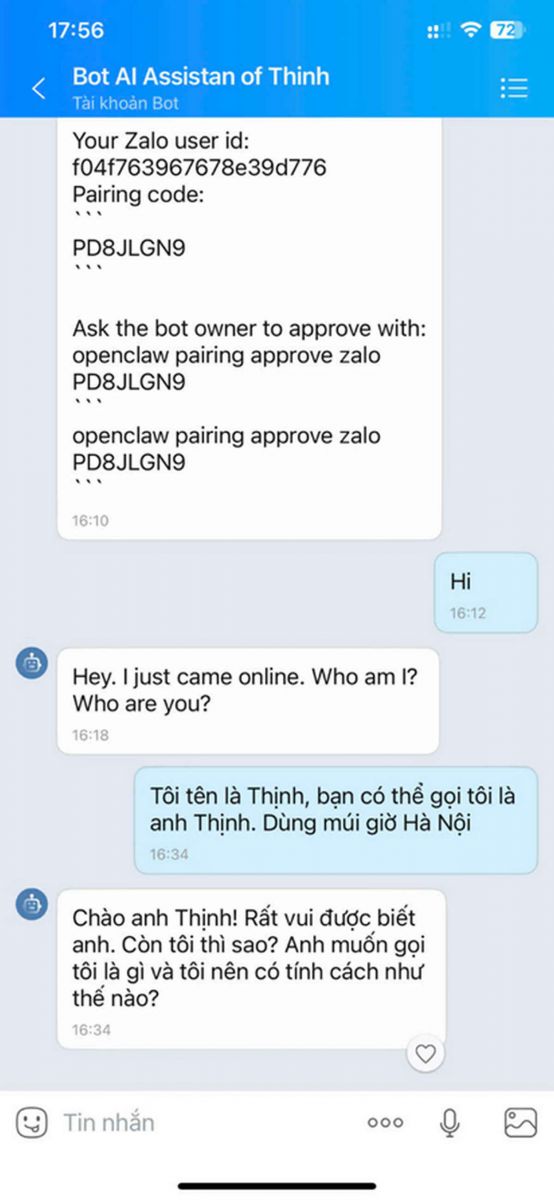 Hướng dẫn xác thực Zalo bot