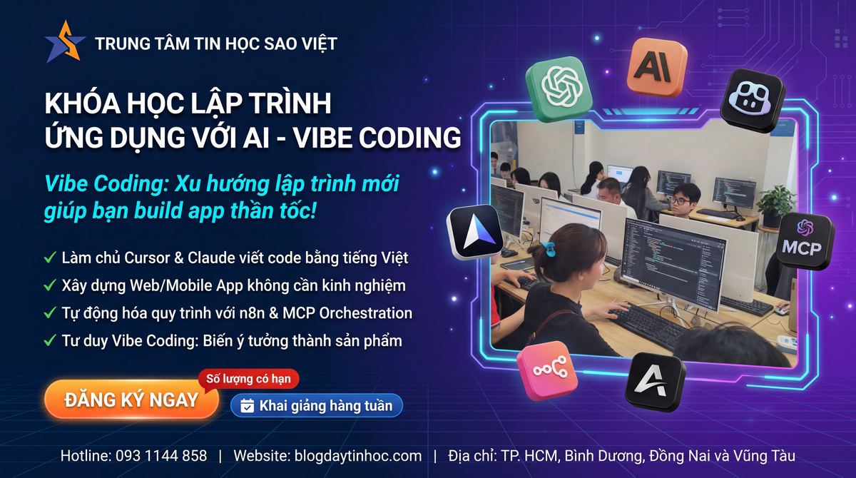 Khóa Học Lập Trình Vibe Coding - Xây Dựng Ứng Dụng Bằng Trí Tuệ Nhân Tạo (AI)