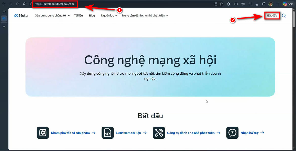 Đăng ký tài khoản Meta for Developers