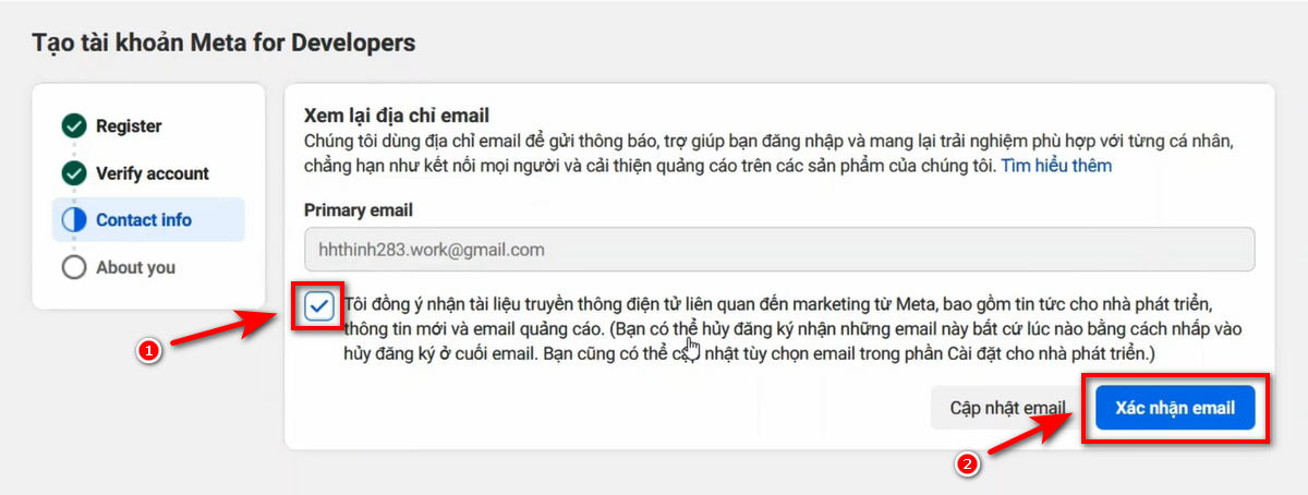 Đăng ký tài khoản Meta for Developers