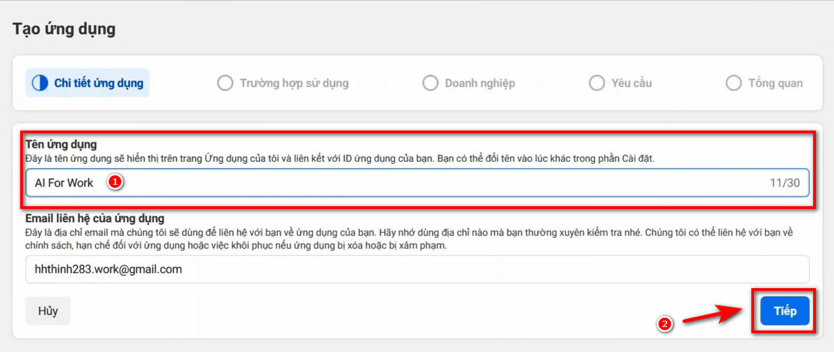 Tạo ứng dụng mới