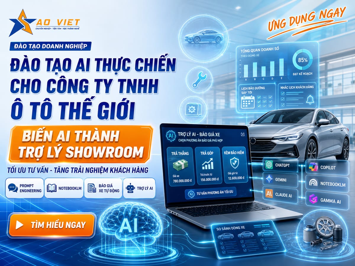 Đào tạo AI thực chiến cho CÔNG TY TNHH Ô TÔ THẾ GIỚI - Tin học Sao Việt