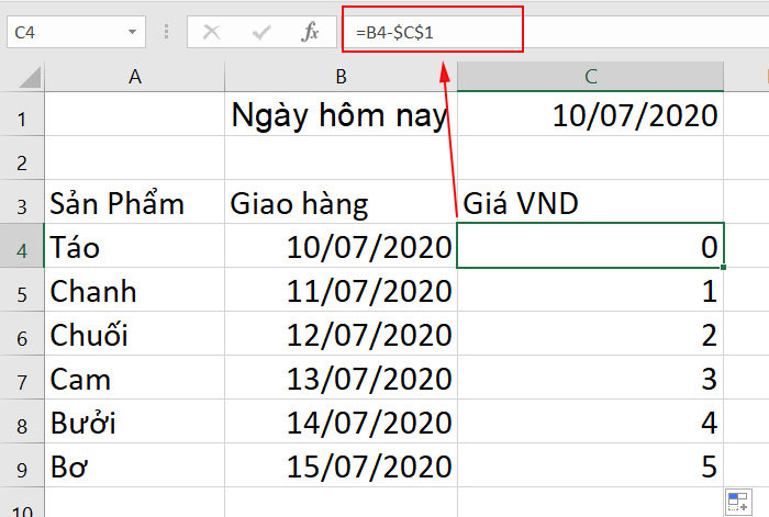 sử dụng tính ngày