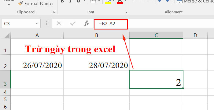 trừ trực tiếp 2 ô