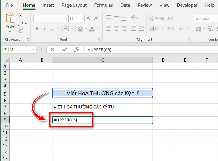 hàm viết hoa tất cả các ký tự