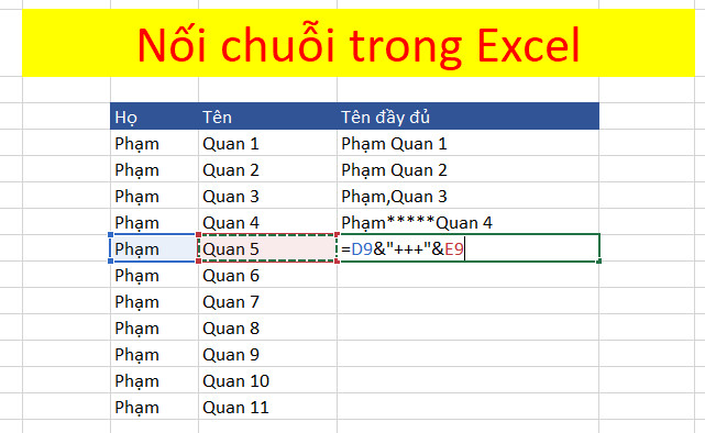 khoảng cách giữa hai chuỗi khi nối