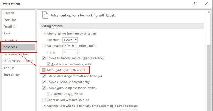 Allow editing directly in cells